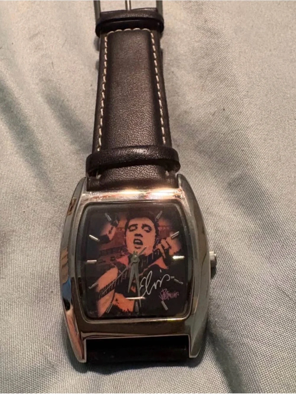 Elvis “He Dared to Rock” Black Leather Strap Watch- Great Collectible!